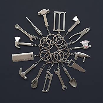 【中古】【輸入品・未使用】Goldengulf 16pcs/pack Mini Tool Metal Keychain Toy Gift Assorted Designs DIY Creative Tool Car Keyring