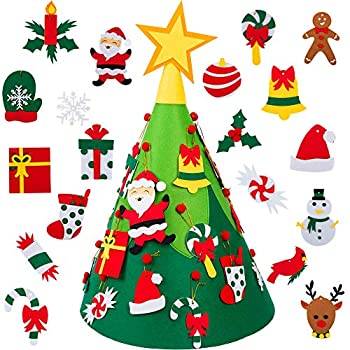 【中古】【39shop】【輸入品・未使用】3D★DIY フェルトクリスマスツリー 壁掛けオーナメント 20個付き クリスマスプレゼント 幼児 子供用 クリスマス 冬 ホリデーテーマパーティー（新古品）｜アトリエ絵利奈
