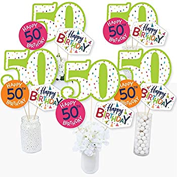 【中古】【インポート品・未当てはめる】50歳の生まれ落ちる日 - 晴れ晴れしいな心うれしい誕生日 - 派手な50歳の生まれ落ちる日パーティーセンターピーススティック - 速見表トッパー - 15本仕かける