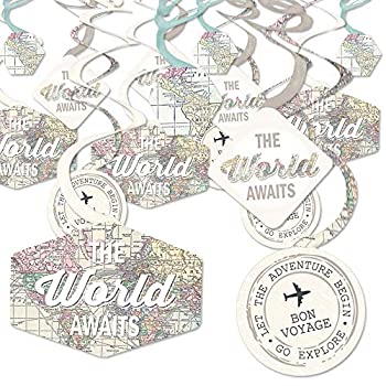 【中古】【39shop】【輸入品・未使用】World★Awaits - 旅行テーマ パーティー ハンギング デコレーション 渦巻き - 40個セット(新古品)|アトリエ絵利奈