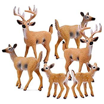 【中古】【インポート品・未当て嵌める】(Set of 6) - Miniature Deer Family Toy Figurines - Set of 6 Figures White-Tailed 2 Bucks 2 Does and 2 Fawns