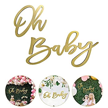 【中古】【輸入品・未使用】木製「Oh Baby」サイン ゴールドペイント ベビーシャワーパーティーバナー ベビーシャワー/女の子のデコレーション 性別お披露目 背景 パーティ｜アトリエ絵利奈