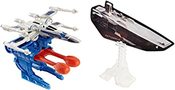 【中古】【インポート品・未当て嵌める】Hot Wheels Star Wars Blast Attack Starship Vehicle (Episode 7 Hero Blue Starfighter Open Wing - Battle Damage)