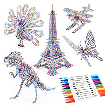 【中古】【39shop】【輸入品・未使用】BEARUN★3D塗り絵パズルセット アート&クラフト 女の子用 6 7 8 9 10 11 12歳 楽しい教育用ペイントクラフトキット 子供向け誕生日おもちゃギフト(新古品)|アトリエ絵利奈