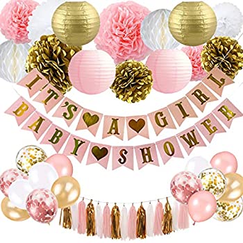 【中古】【39shop】【輸入品・未使用】ベビーシャワー★デコレーション 女の子向け ピンクとゴールド ベビーシャワー デコレーション It's A girl & Baby Shower バナー ペーパーランタ（新古品）｜アトリエ絵利奈 11,534円
