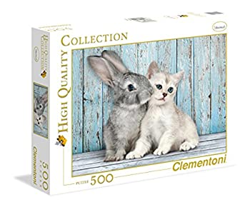 【中古】【39shop】【輸入品・未使用】500ピース★ジグソーパズル Clementoni 猫とウサギ Cat & Bunny 36&times;49cm 35004（新古品）｜アトリエ絵利奈