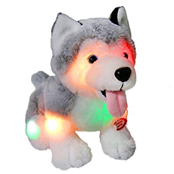 【中古】【39shop】【輸入品・未使用】Athoinsu★ライトアップぬいぐるみ ハスキー 子犬 ソフトぬいぐるみ マジックLEDナイトライト 誕生日 幼児 子供 8インチ(新古品)|アトリエ絵利奈