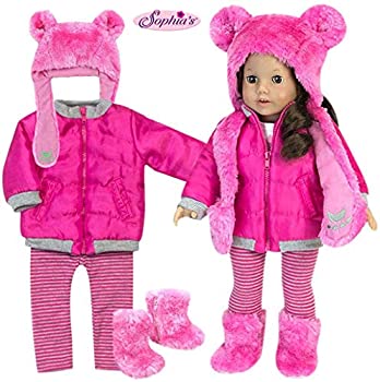 【中古】【インポート品・未当て嵌める】Sophia\u0027s Doll Clothes 4 Pc. Set of Pink Polar Bear Hat Boots Fuchsia Jacket \u0026 Matching Leggings 18 Inch Doll Winter