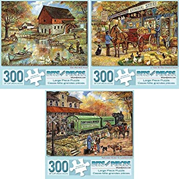 【中古】【39shop】【輸入品・未使用】Bits★and Pieces - 大人用300ピースジグソーパズル 3個セット - 各パズルの寸法 18インチ x 24インチ - 300ピース The Old Mill Pond General St（新古品）｜アトリエ絵利奈