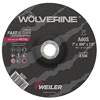 【中古】【インポート品・未当て嵌める】Weiler 56391 7 x 0.060 Wolverine Type 27 Thin Thin Cutting Wheel A60S 7/8 A.H. (Pack of 25) by Weiler