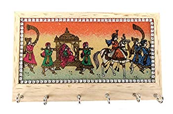 【中古】【輸入品・未使用】Rastogi Handicrafts Wooden Gemstone Painting 6 Hook Key Holder Wall hanging