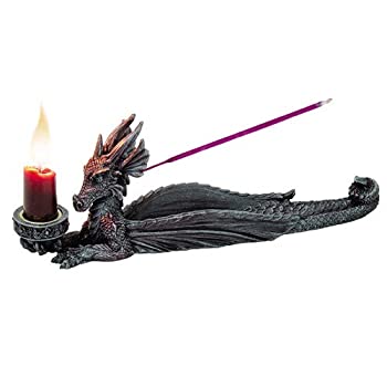 【中古】【39shop】【輸入品・未使用】25cm★Dragon Hand Painted Resin Incense and Candle Holder Grey（新古品）｜アトリエ絵利奈