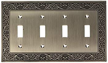 【中古】【輸入品・未使用】Amertac 43t4an 4英語Garden Toggle Wallplate、アンティークニッケル