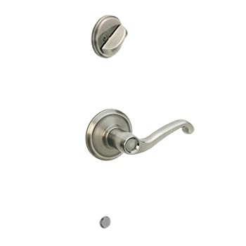 【中古】【輸入品・未使用】Schlage F59 FLA 620 LH フレア インテリア 左利き用レバー デッドボルト付き アンティークピューター (内側ハーフのみ)
