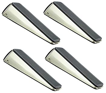 【中古】【39shop】【輸入品・未使用】DIY★Decor ハブ ドアストッパー 高耐久 (サテンニッケル仕上げのドアウェッジ4つ) プレミアム品質 ずっしり滑らない 防サビ ドアを固定（新古品）｜アトリエ絵利奈