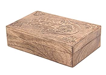 【中古】【輸入品・未使用】DharmaObjects ファティマの手彫り ジュエリー小物入れ 記念品 木製収納ボックス (ファティマの手 ラージ)
