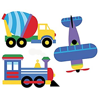 【中古】【39shop】【輸入品・未使用】Wallies★Wallcoverings 13361 Peel & Stick Wall Art OK Trains Planes & Trucks（新古品）｜アトリエ絵利奈