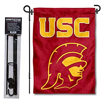 【中古】【輸入品・未使用】College Flags & Banners Co. USC トロイの木馬の頭 ガーデンフラッグ スタンドホルダー付き