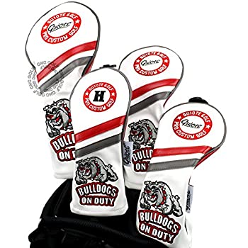 【中古】【39shop】【輸入品・未使用】ブルドッグ1?3?5?Hゴルフヘッドカバーホワイトヴィンテージレトロドライバフェアウェイウッド木製ハイブリッドカバー(新古品)|アトリエ絵利奈