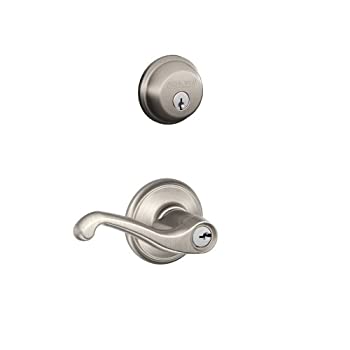 【中古】【輸入品・未使用】Schlage fb50?N V FLA 619?b60?Single円柱デッドボルト、キー設定f51エントリFlairレバーKeyed Alike、サテンニッケル仕上げ