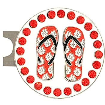 【中古】【輸入品・未使用】GiggleゴルフBlingレッドFlip Flopsゴルフボールマーカーwith a標準帽子クリップ