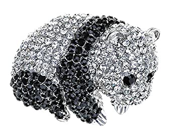 【中古】【輸入品・未使用】Alilang Womens Cute Black White Crystal Baby Panda Bear Cub Animal Convertible to Pendant Brooch Pin