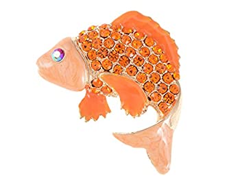 【中古】【39shop】【輸入品・未使用】Alilang★日本の鯉 鯉 鯉 ゴールド調 エナメル クリスタル ラインストーン 海洋 動物 ラペルピン ブローチ オレンジ（新古品）｜アトリエ絵利奈