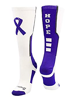 【中古】【輸入品・未使用】(Small White/Purple/Graphite) - MadSportsStuff Relay for Life Hope Cancer Awareness Athletic Crew Socks
