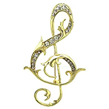 【中古】【39shop】【輸入品・未使用】Soulbreezecollection★ト音記号音符ブローチピン クリアラインストーンジュエリー ミュージシャン用(新古品)|アトリエ絵利奈
