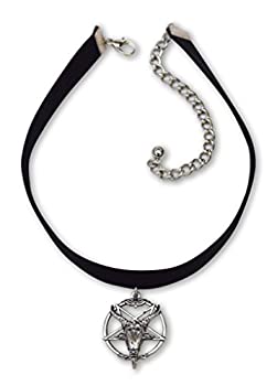 【中古】【輸入品・未使用】Baphomet ヤギの頭 悪魔の逆さペンタクル ブラック ベルベット チョーカー 調節可能