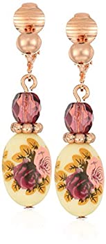 【中古】【39shop】【輸入品・未使用】1928★Jewelry レディース ローズゴールドトーン パープルクリスタルビーズ フラワードロップクリップイヤリング パープル ワンサイズ(新古品)|アトリエ絵利奈