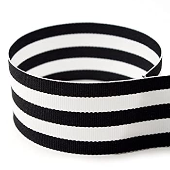 【中古】【39shop】【輸入品・未使用】(2.5cm★- 1.3cm - 20 Yards) - 2.5cm - 1.3cm Black & White Taffy Striped Grosgrain Ribbon - 20 Yards - USA Made - (Multiple Widths & Yard(新古品)|アトリエ絵利奈