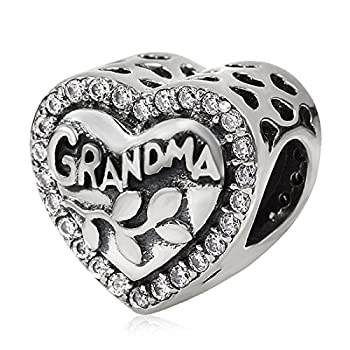 【中古】【輸入品・未使用】925 Sterling Silver Love Grandma Charm Heart Charm Birthday Charm Anniversary Charm for Pandora Charms Bracelet