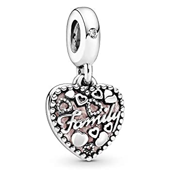 【中古】【インポート品・未当て嵌める】Pandora Jewelry Love Makes A Family ダングルキュービックジルコニアチャーム スターリングしろがね色