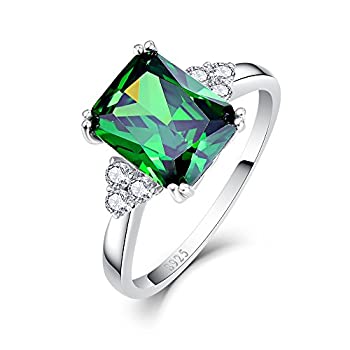 売り切れ必至 輸入品 未使用未開封 Bonlavie レディース 5 3カラット エメラルドカット 人工グリーンエメラルド 925スターリングシルバー 婚約指輪 New限定品 Erieshoresag Org