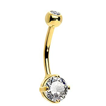 【中古】【インポート品・未当て嵌める】COCHARM 木ノ実輪っか 14K ソリッドゴールド 木ノ実お臍ピアス 宝飾品 ラウンド CZ 木ノ実お臍輪っか バーベル