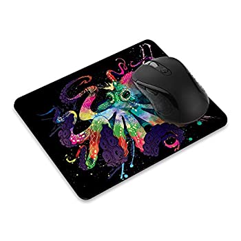 【中古】【39shop】【輸入品・未使用】FINCIBO★ノンスリップ長方形マウスパッド カラフル タコ ブラック 自宅 オフィス ゲームデスク用(新古品)|アトリエ絵利奈