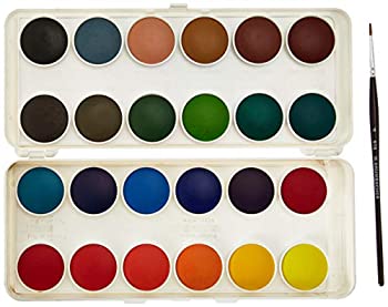 【中古】【インポート品・未当て嵌める】Grumbacher Transparent Watercolor Set 24 Colors \u0026 Brush by Grumbacher