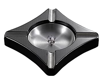 【中古】【インポート品・未当て嵌める】Visol Fuegoカーボンファイバーパターン化木製葉巻きタバコ灰皿