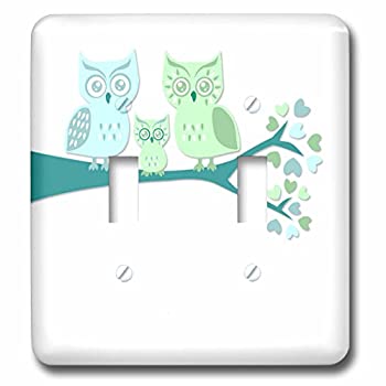【中古】【輸入品・未使用】3drose LLC lsp _ 128533?_ 2?Cute Owl Family with Baby Boy Blue and Green Double切り替えスイッチ