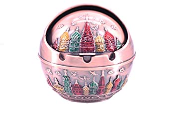 【中古】【輸入品・未使用】蓋付き灰皿 屋外・屋内用 金属製ポータブル灰皿 ギフトボックス付き