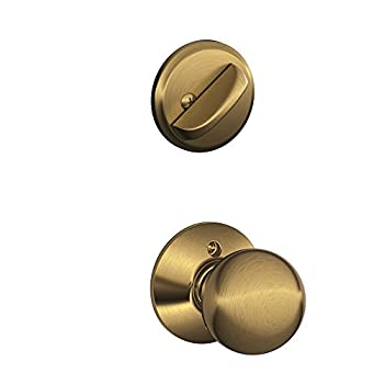 【中古】【39shop】【輸入品・未使用】Schlage★F59 ORB 609 オービットインテリアノブ デッドボルト付き アンティーク真鍮(内側ハーフのみ)（新古品）｜アトリエ絵利奈