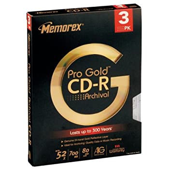 Memorex 80分 700MB 52倍 プロ ゴールド アーカイブ CDR (3個パック) (メーカー生産終了)