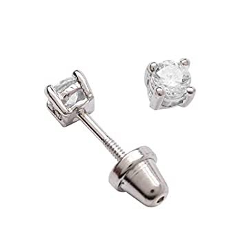 【中古】【輸入品・未使用】スターリングシルバーラウンドCZスタッドイヤリングスクリューバック3?mm