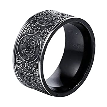 【中古】【輸入品・未使用】PAMTIER リング メンズ ステンレススチール 古代 四神 青龍 白虎 朱雀 玄武 彫刻