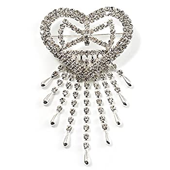 【中古】【39shop】【輸入品・未使用】ブライダルクリスタルハートタッセルブローチ(シルバートーン)(新古品)|アトリエ絵利奈