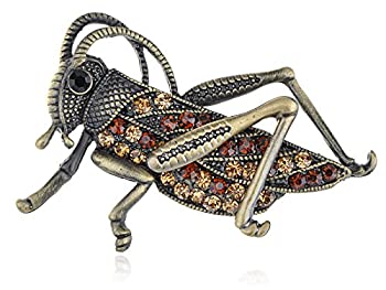 【中古】【輸入品・未使用】アリランアンティークゴールド調トパーズ色付きラインストーンGrasshopperクリケットブローチピン 9,344円