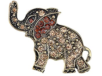 【中古】【輸入品・未使用】ALILANG アンティークブロンズ真鍮トーントパーズクリスタルラインストーンエレファントピンブローチ