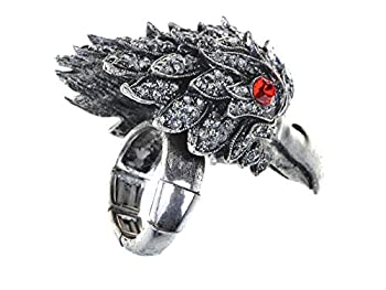 【中古】【39shop】【輸入品・未使用】Alilang★調節可能なアンティークシルバートーングレーラインストーンファルコンホークイーグルバードヘッドリング（新古品）｜アトリエ絵利奈