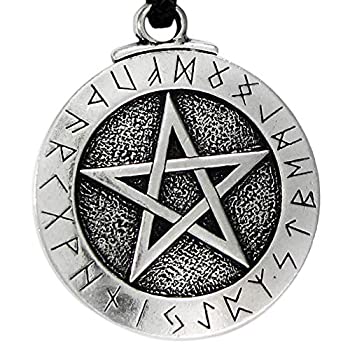 【中古】【39shop】【輸入品・未使用】ルーン文字★星形五角形 大きなペンダント ペンダグラム ジュエリー ウイッカ ネックレス 古代スカンジナビアのペイガニズム ルーン（新古品）｜アトリエ絵利奈